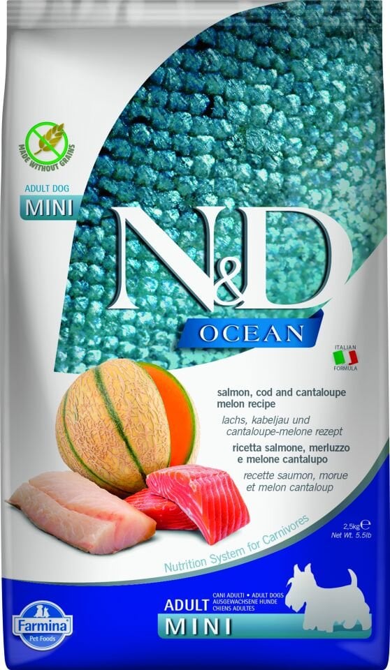 N&D Ocean Mini Adult, Somon&Morina Balığı ve Kavuk 2,5 kg