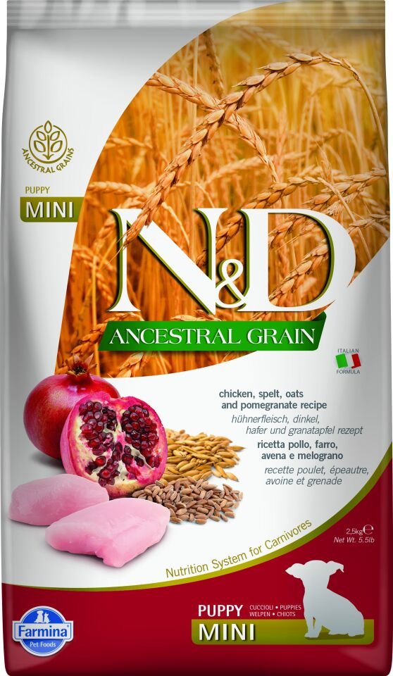 N&D Ancestral Grain Mini Puppy, Tavuk&Nar 2,5 kg