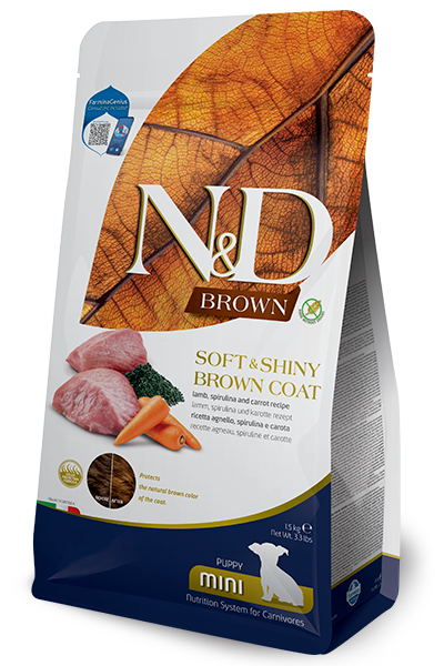 N&D Brown Mini Puppy, Kuzu&Spirulina ve Havuç 1,5 kg