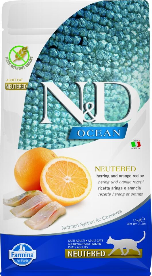 N&D Ocean Kısır kedi Ringa Balığı&Portakal 1,5 kg