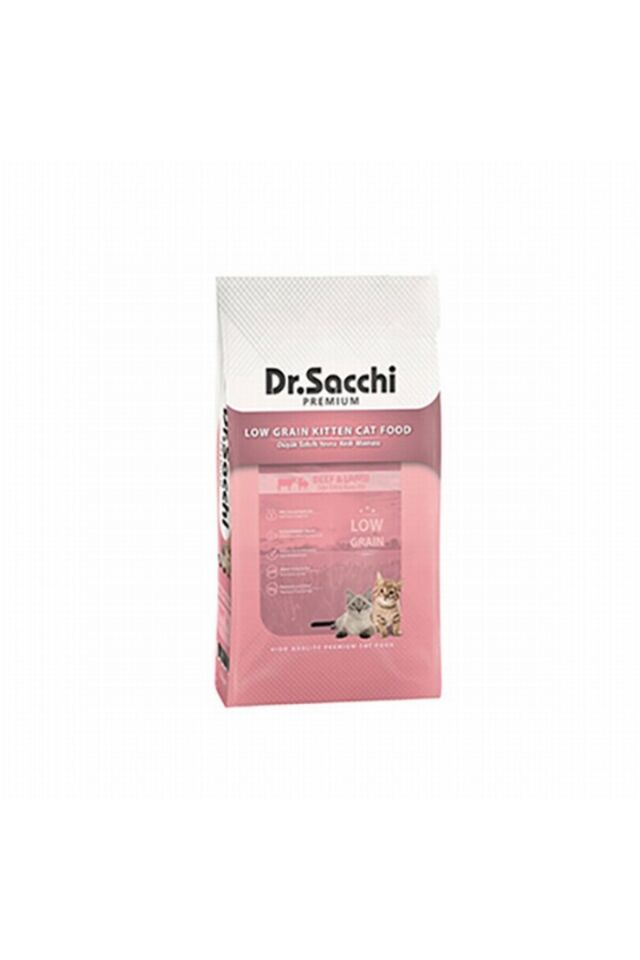 Dr.Sacchi Premium Sığır Etli ve Kuzu Etli Düşük Tahıllı Yavru Kedi Maması 10 Kg