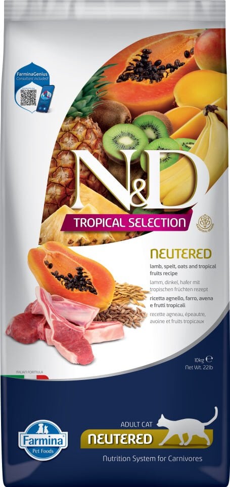 N&D Tropikal Kısır Kuzu etli Kedi maması 10 kg