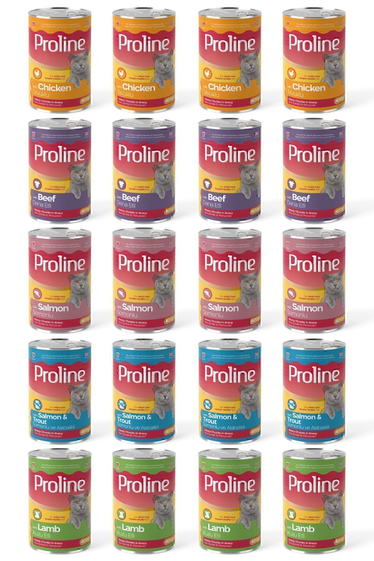 Karışık Kedi Konservesi 5 Çeşit 400 gr x 20 Adet