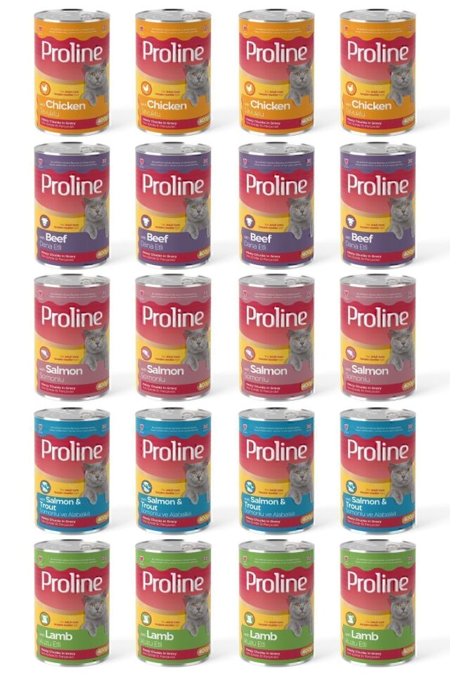 Proline Karışık Kedi Konservesi 5 Çeşit 400 gr x 20 Adet