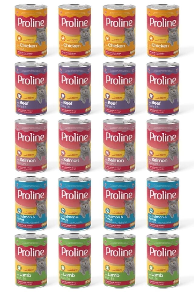 Proline Karışık Kedi Konservesi 5 Çeşit 400 gr x 20 Adet