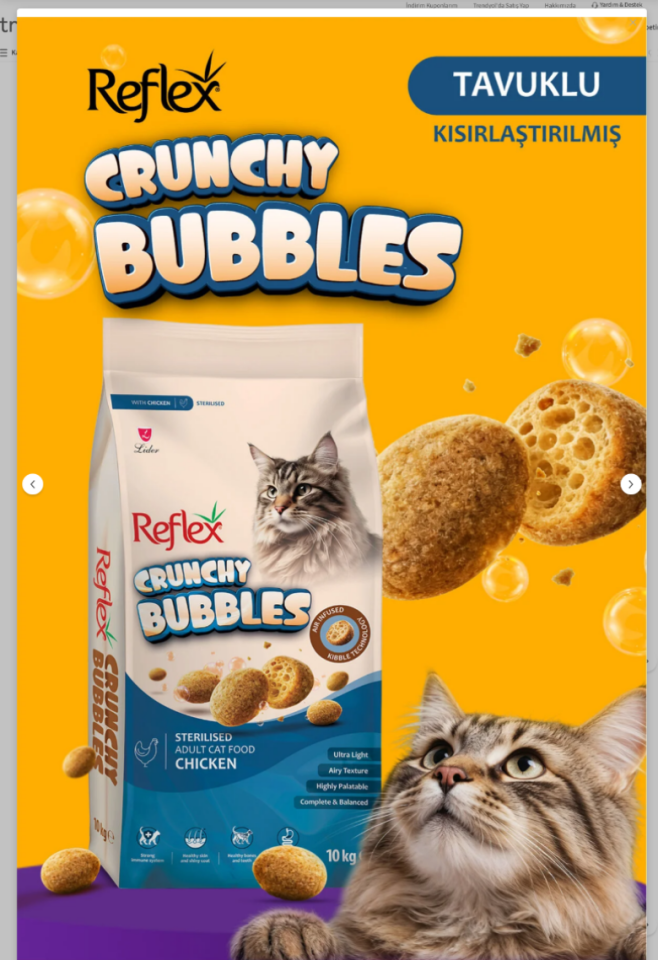 Reflex Crunchy Bubbles Kısırlaştırılmış Tavuklu Yetişkin Kedi Maması 10 kg