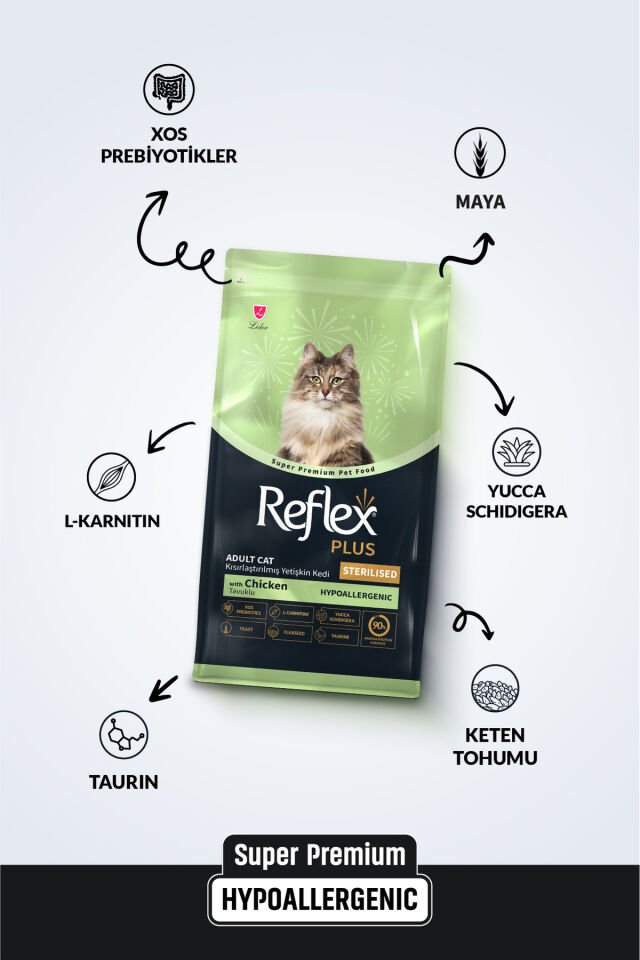 Plus Hipoalerjenik Kısırlaştırılmış/Sterilized Tavuklu Yetişkin Kedi Maması 1,5 kg x 2