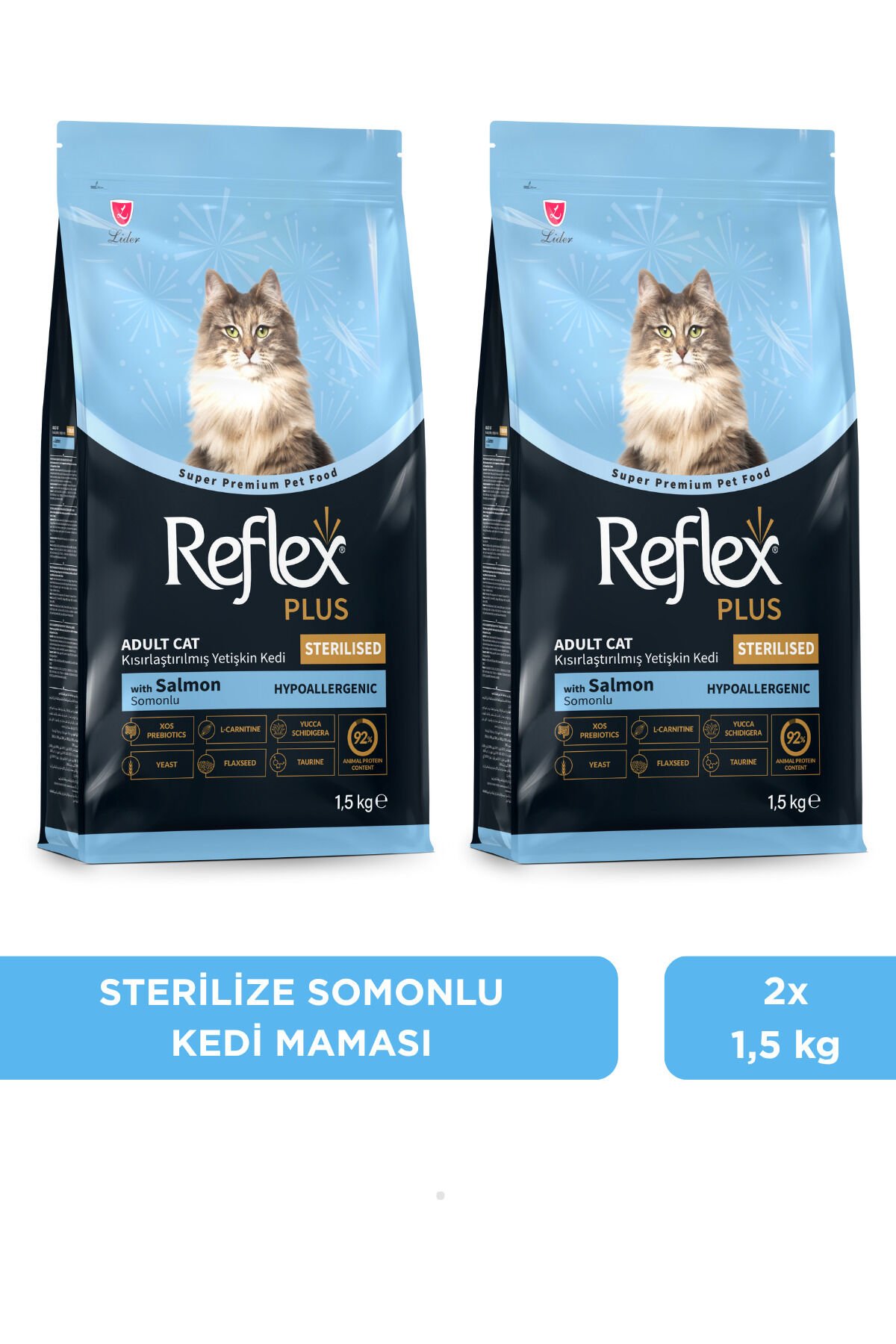 Plus Hipoalerjenik Kısırlaştırılmış/Sterilised Somonlu Yetişkin Kedi Maması 1,5 kg x 2