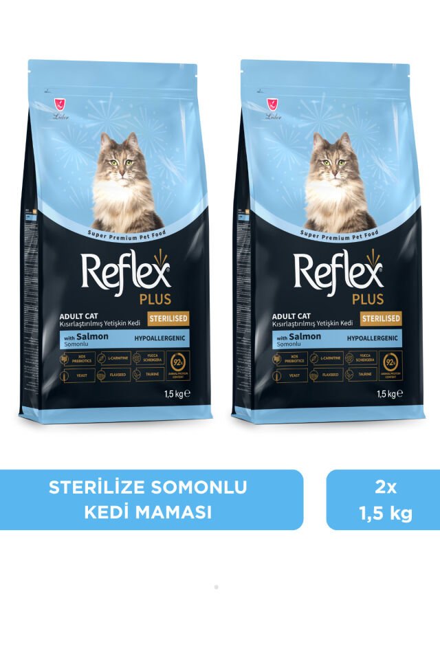 Plus Hipoalerjenik Kısırlaştırılmış/Sterilised Somonlu Yetişkin Kedi Maması 1,5 kg x 2
