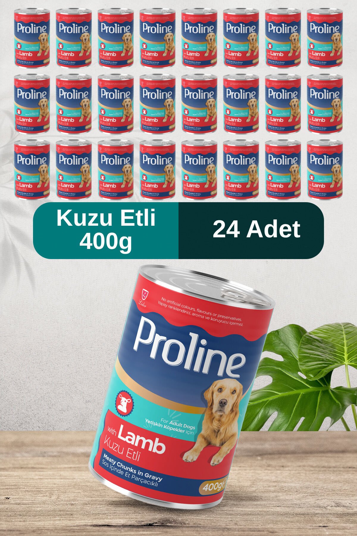Kuzu Etli Sos İçinde Et Parçacıklı Köpek Konservesi 400g x 24 Adet