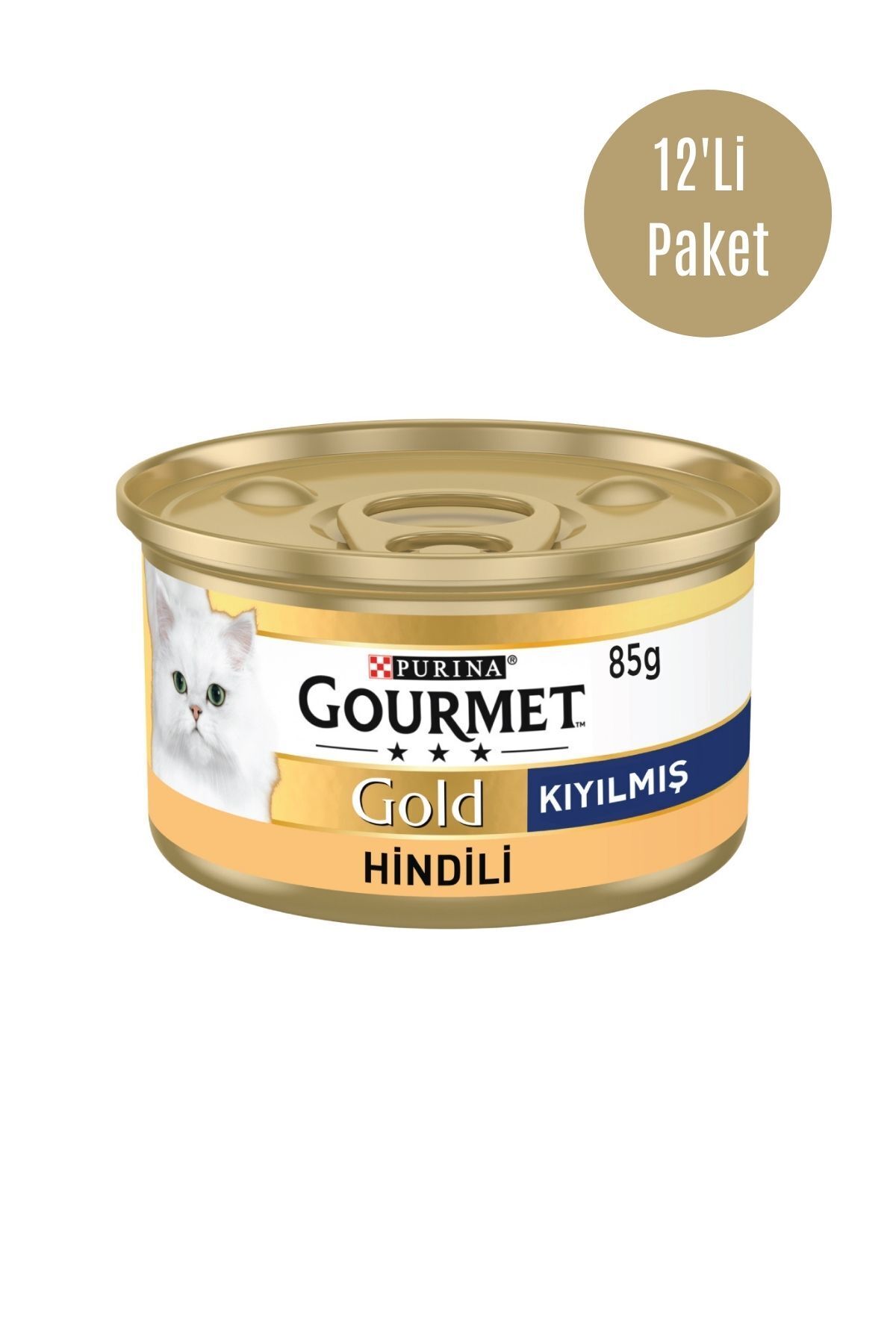 Gold Kıyılmış Hindi Etli Konserve Yetişkin Kedi Maması 12 X 85 G