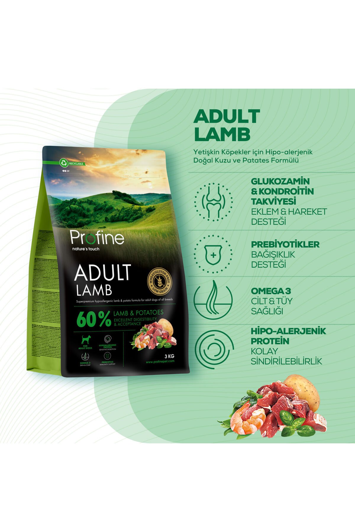 Kuzulu Ve Patatesli Hipo-alerjik Formül Köpek Maması 3 Kg