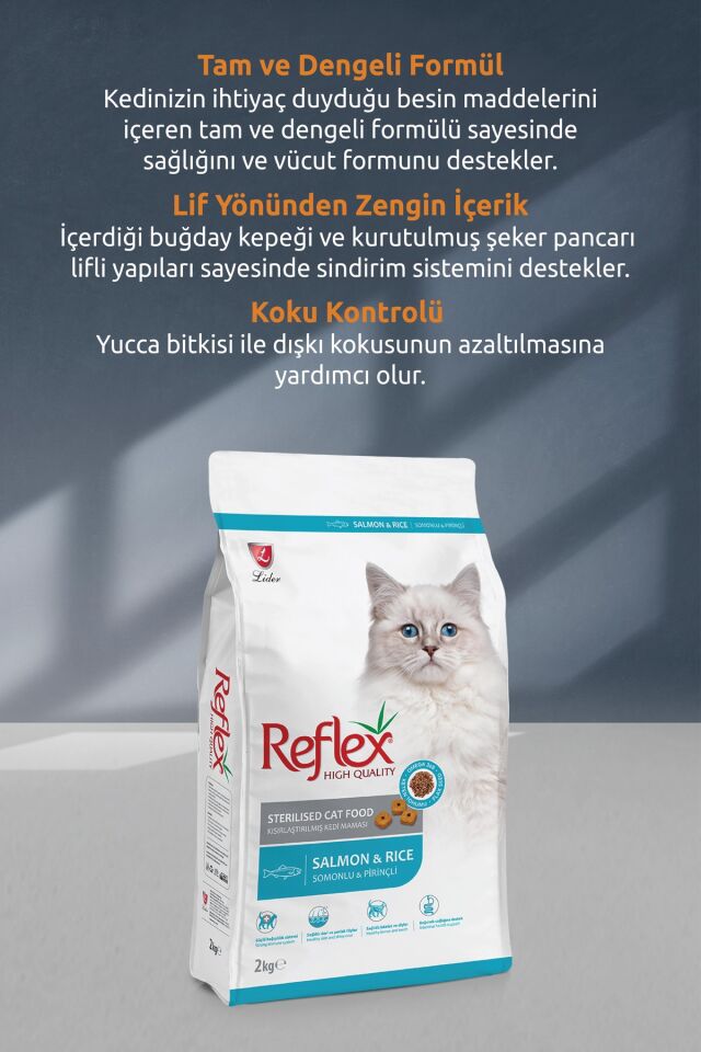 Kısırlaştırılmış / Sterilised Somonlu ve Pirinçli Kedi Maması 15 kg