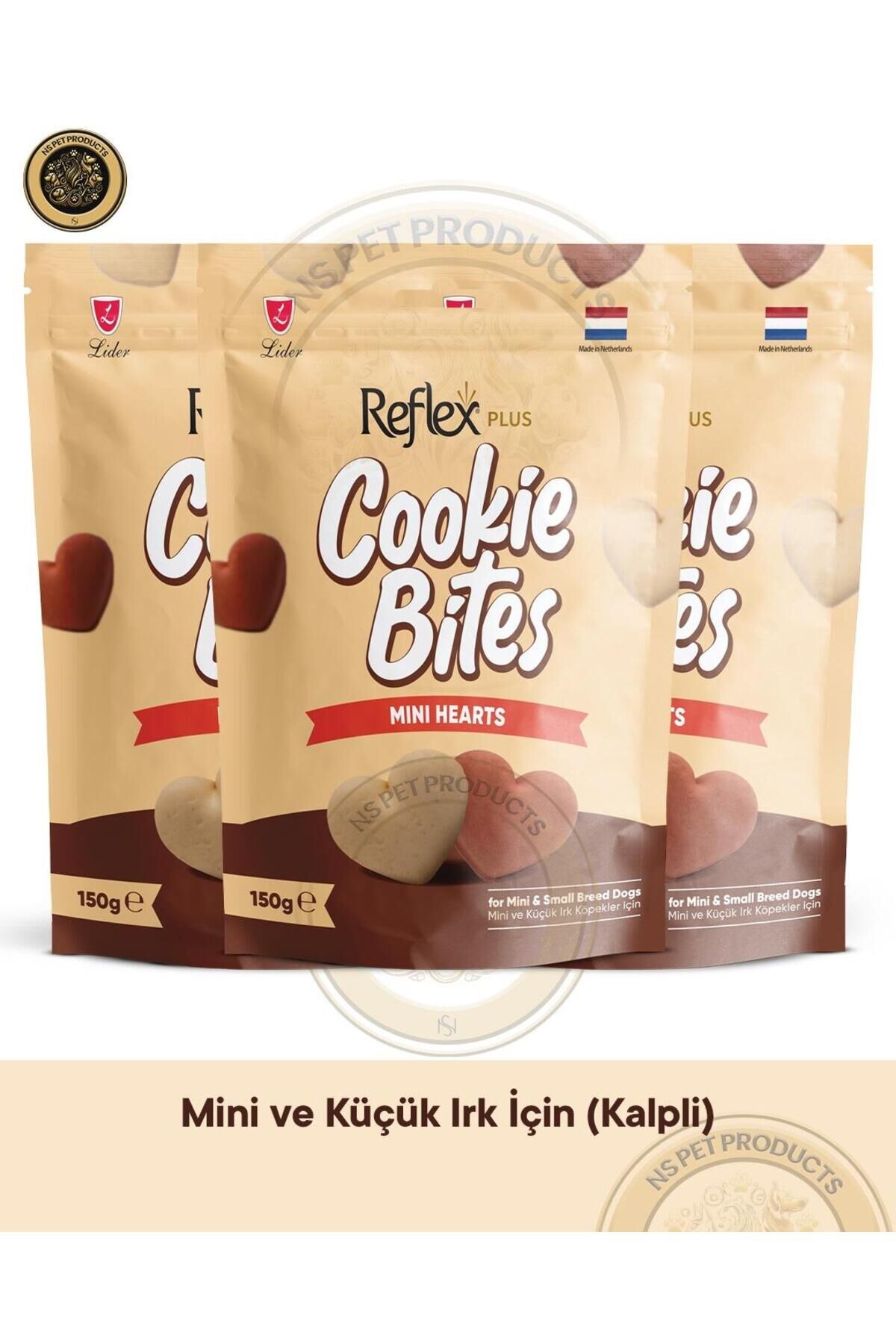 Cookie Bites Mini Hearts 3X150gr Köpek Ödül Maması 3lü Paket