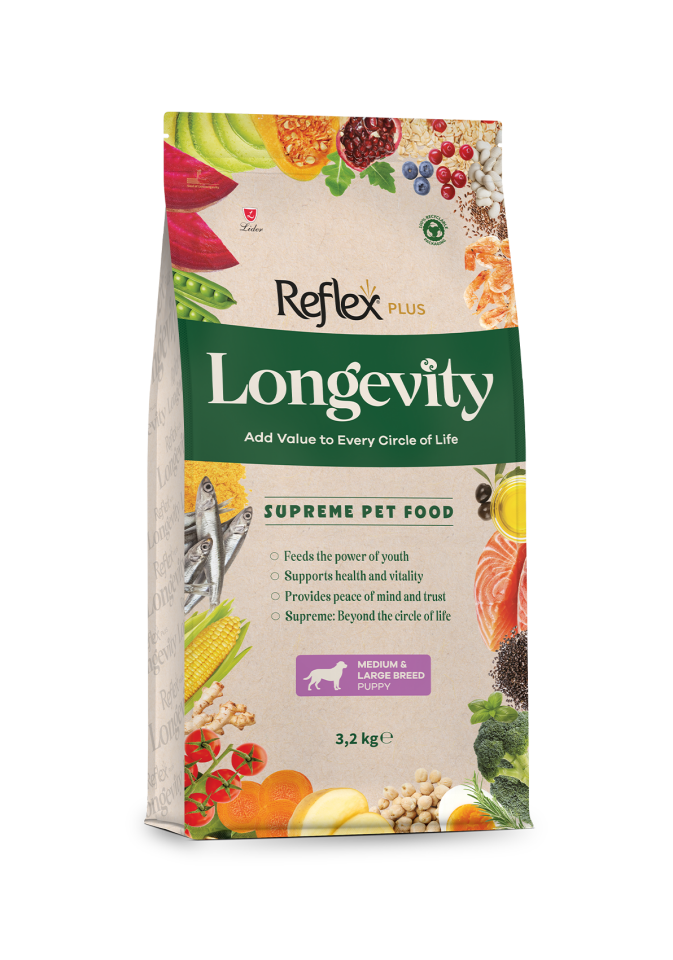 Reflex Plus Longevity Orta ve Büyük Irk Yavru Köpek Maması 3,2 kg