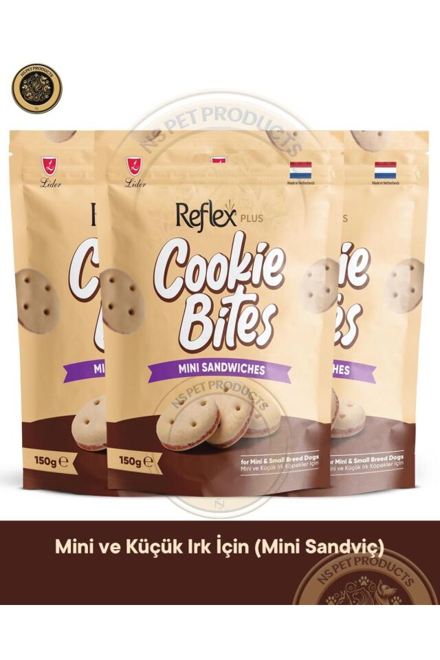 Cookie Bites Mini Sandwiches 3X150gr Köpek Ödül Maması 3lü Paket