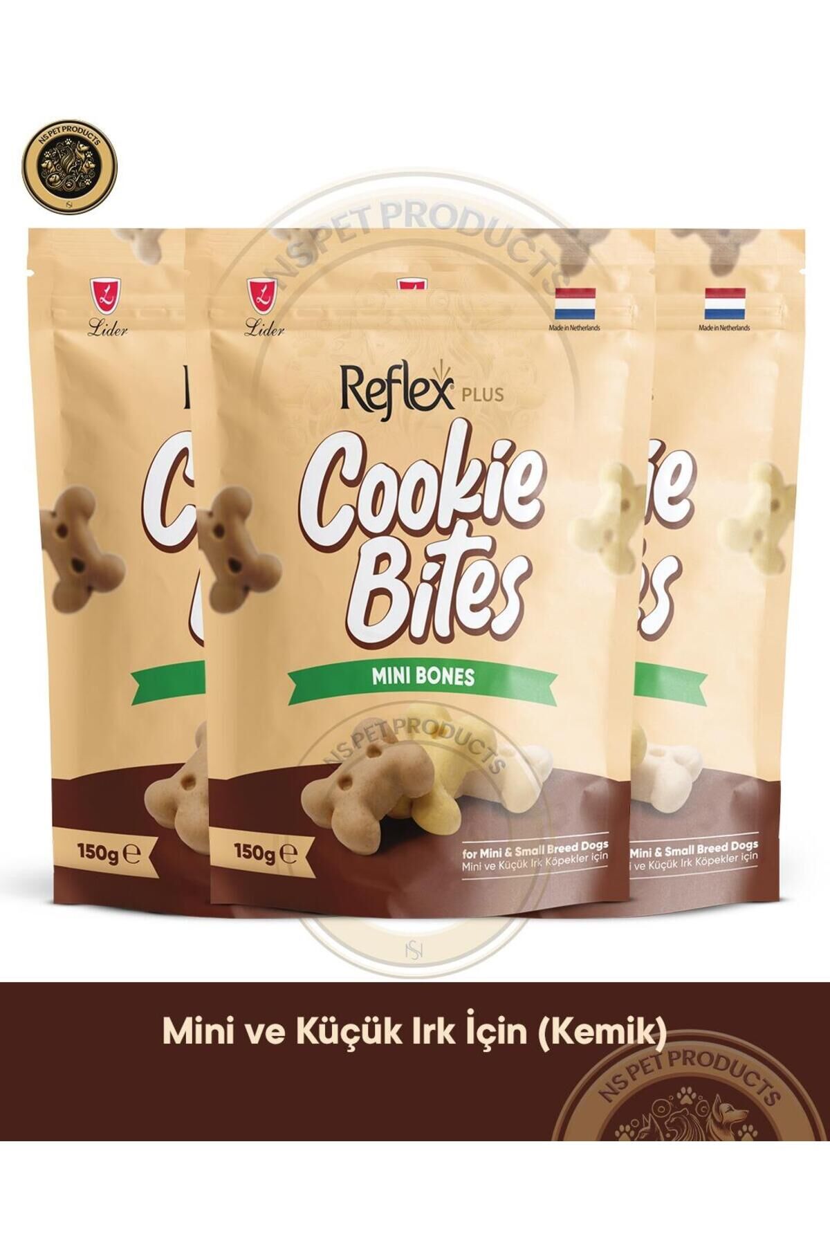 Cookie Bites Mini Bones 3X150gr Köpek Ödül Maması 3lü Paket