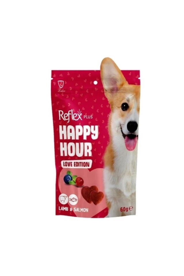Plus Happy Hour Love Edition Kuzulu ve Somonlu Köpek Ödül Maması 60 Gr