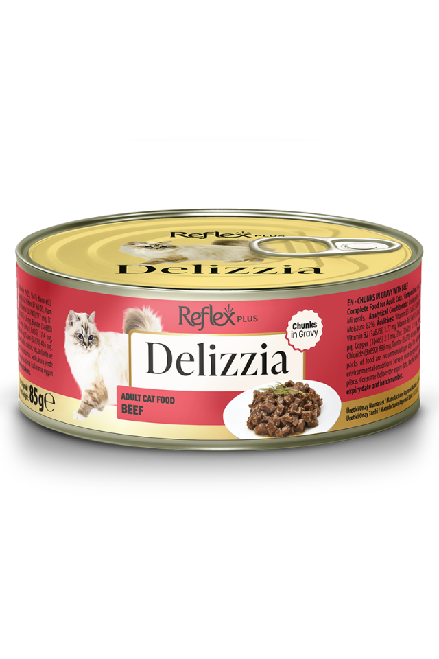 Reflex Plus Delizzia Sos İçinde Parça Etli Dana Etli Yetişkin Kedi Maması 85 g
