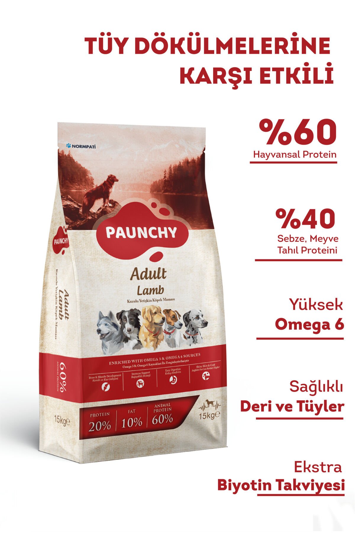 Kuzu Etli Ve Pirinçli Yetişkin Köpek Maması 15 Kg