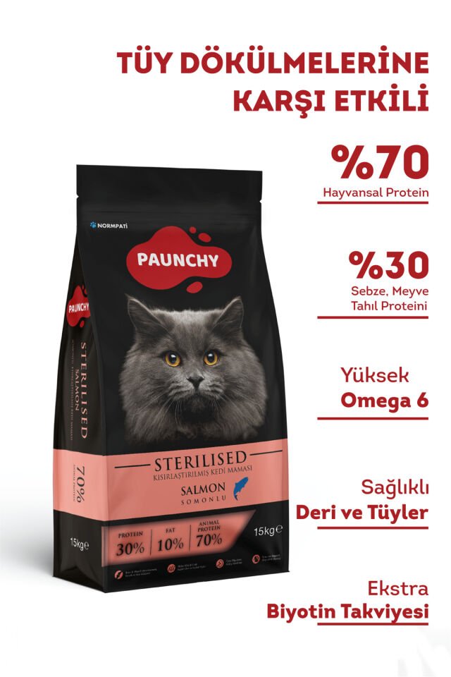 Somonlu ve Hamsili Kısırlaştırılmış Yetişkin Kedi Maması 15 Kg