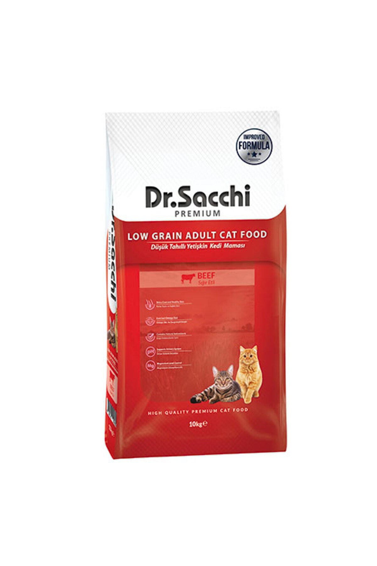 Dr.Sacchi Premium Sığır Etli Düşük Tahıllı Yetişkin Kedi Maması 10 Kg