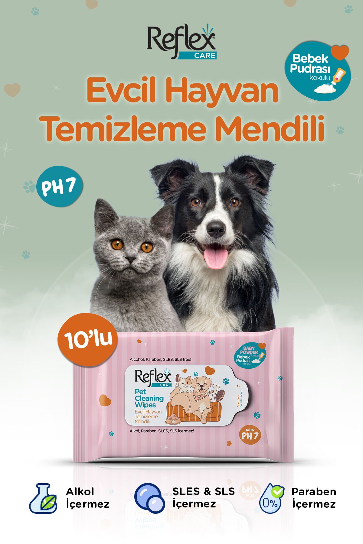 Kedi Ve Köpekler Için Çok Amaçlı Hijyenik Temizleme Mendili 10'lu