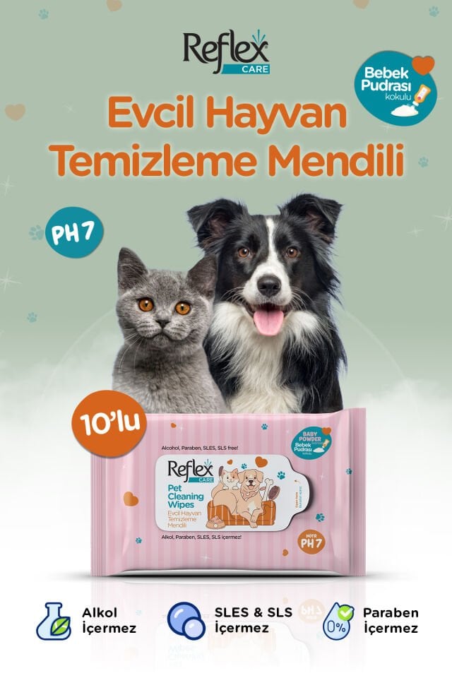 Kedi Ve Köpekler Için Çok Amaçlı Hijyenik Temizleme Mendili 10'lu