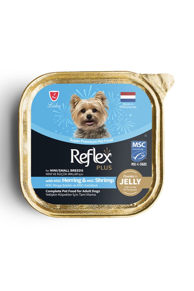 Plus Jöle İçinde Ringa Balığı ve Karidesli Küçük Irk Köpek Konservesi 85gr