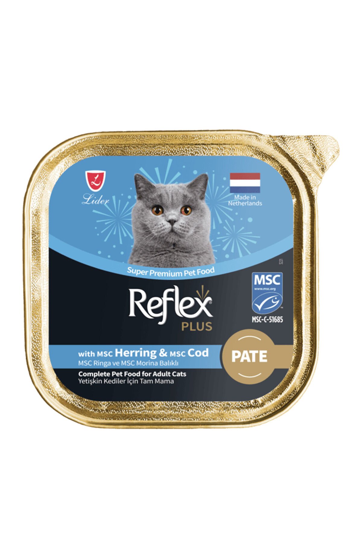 Plus Ezme Ringa ve Morina Balıklı Yetişkin Kedi Yaş Maması 85gr