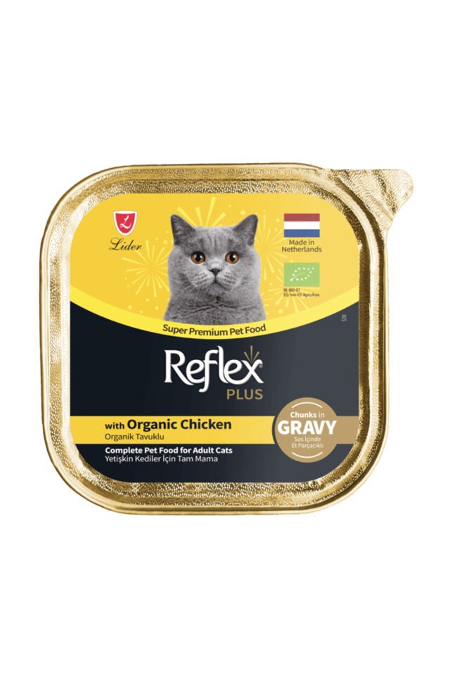 Plus Sos İçinde Parça Organik Tavuk Etli Yetişkin Kedi Konservesi 85gr