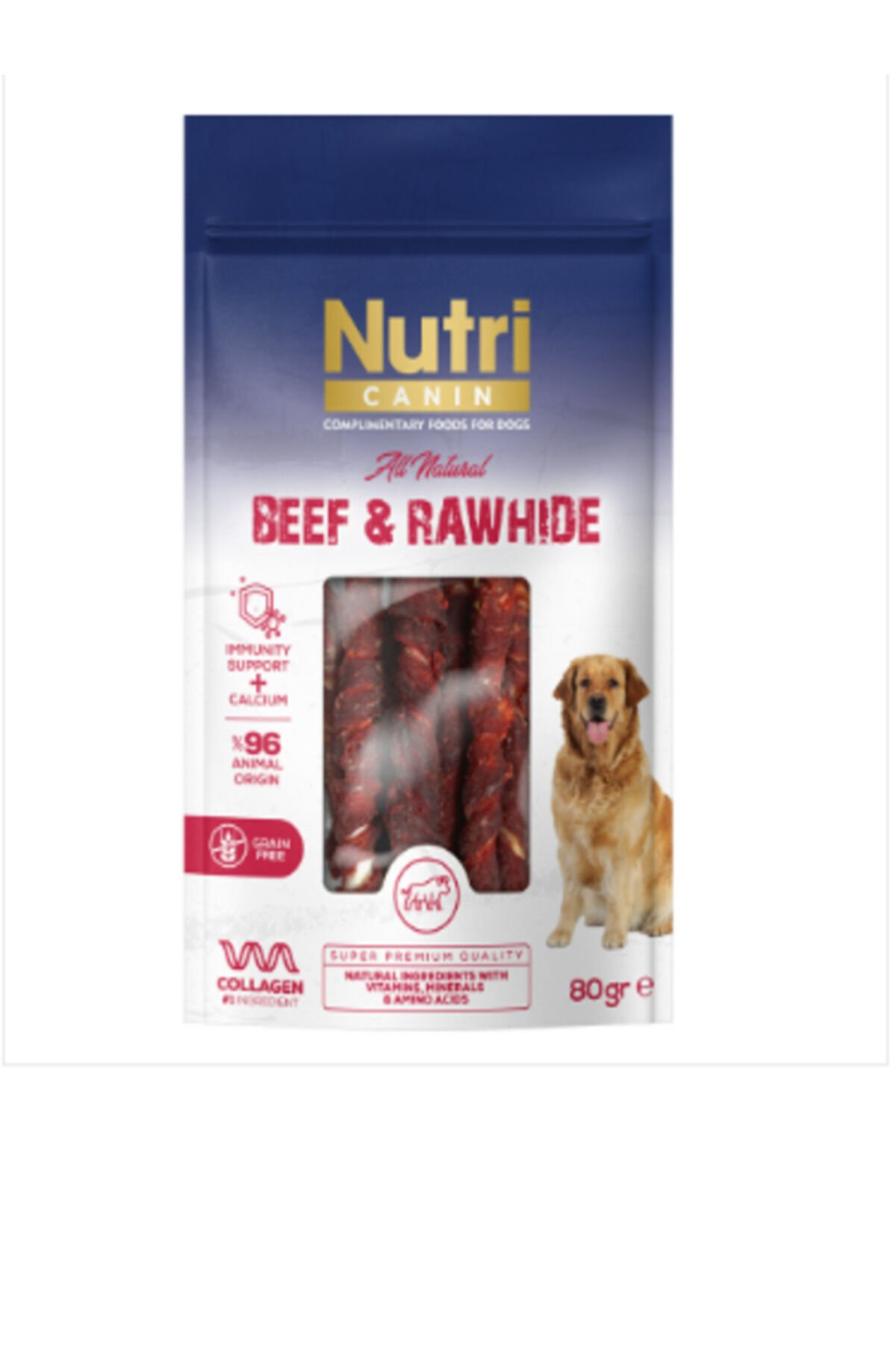 Rawhide Kemik Sığır 80gr Small-Medium - Kalsiyum, Kolajen ve Bağışıklık Desteği İçerir