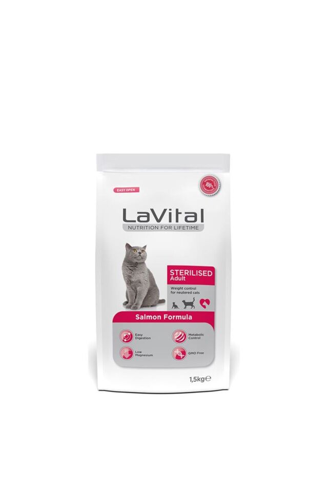 LaVital için Somonlu Kısırlaştırılmış Kedi Maması 1,5kg