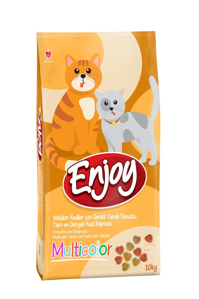 Multicolor Yetişkin Kediler için Renkli Taneli Tavuklu Tam ve Dengeli Kedi Maması 10 kg