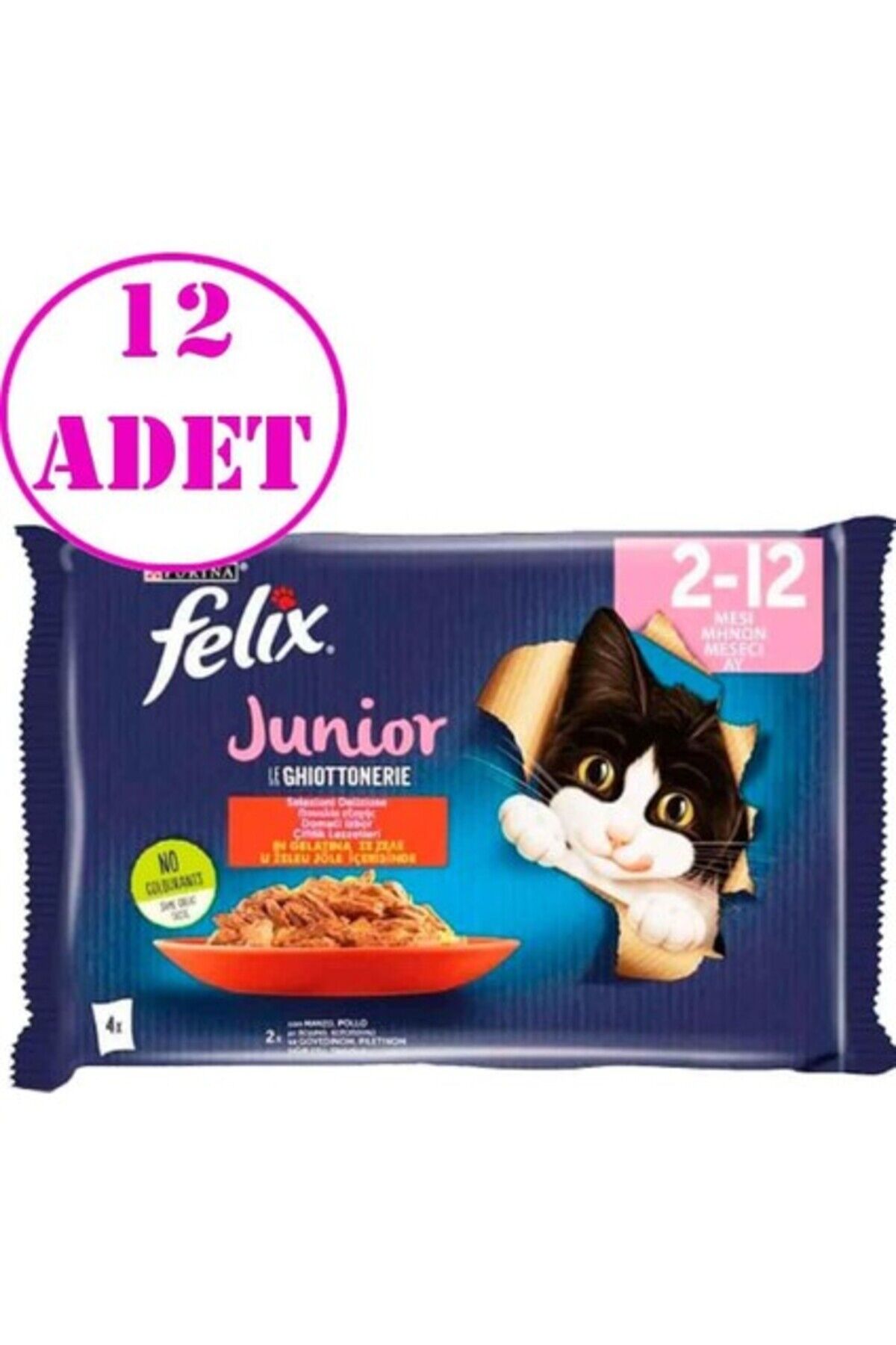 Junior Tavuklu Ve Sığır Etli Yaş Kedi Maması 12 Adet
