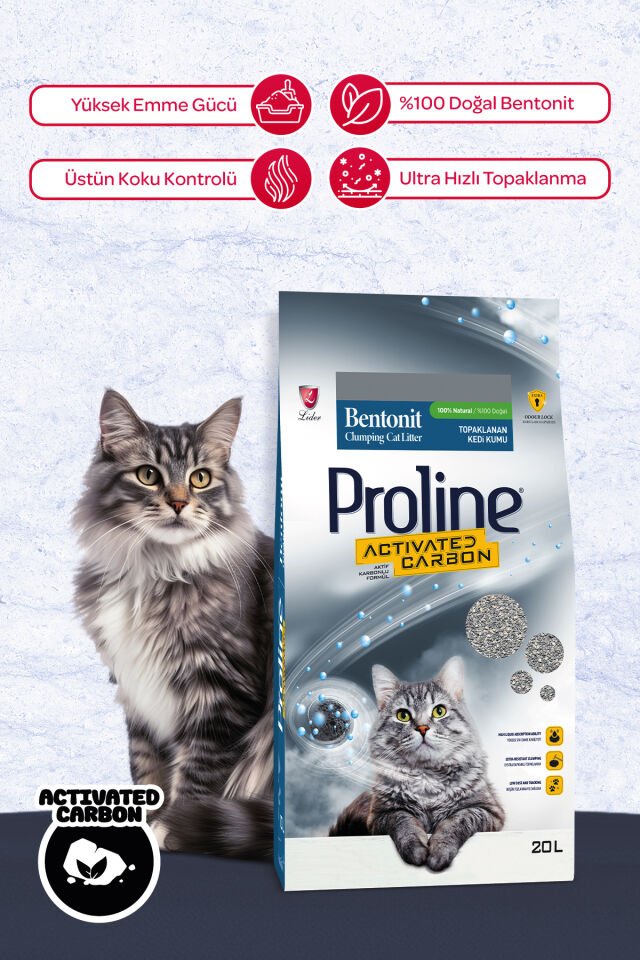 Aktif Karbonlu Topaklanan Kedi Kumu 20 Lt.