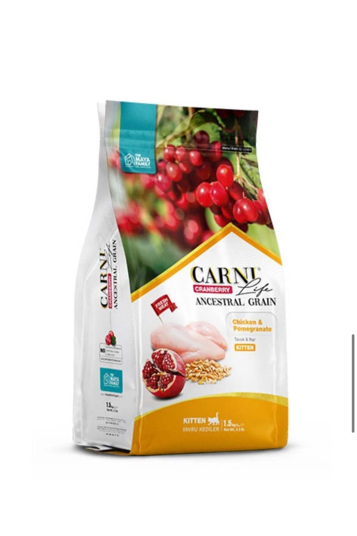 Carni Life Kızılcıklı, Tavuk Etli & Narlı Yavru Kedi Maması (1,5 kg)