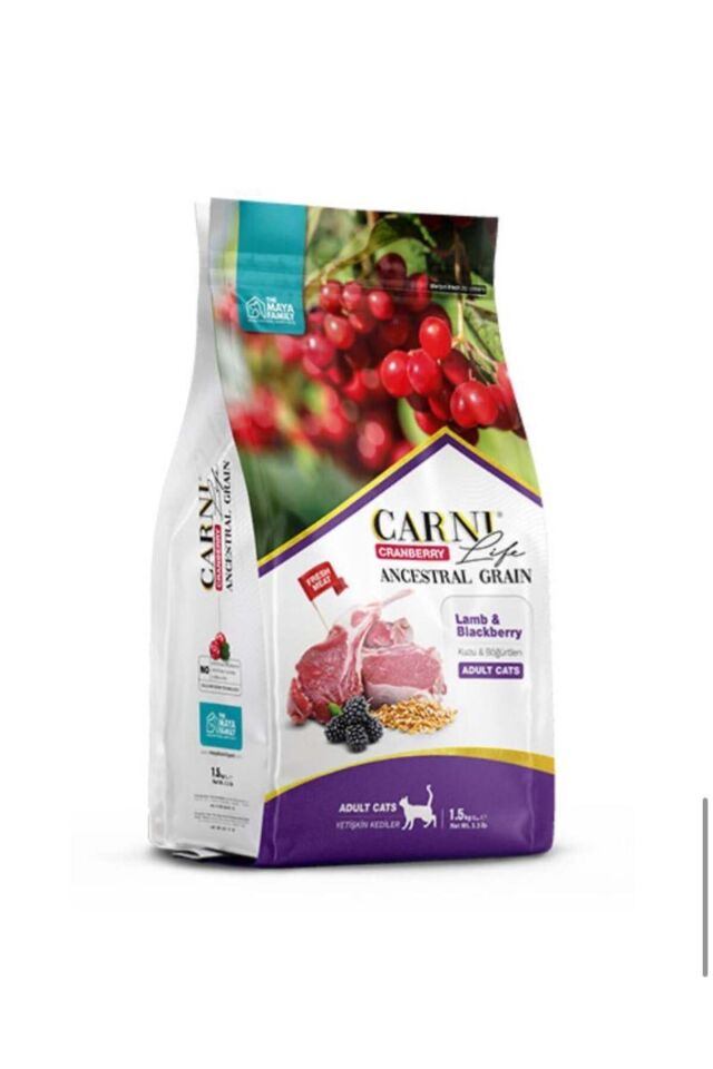 Carni Life Kızılcıklı, Kuzu Etli & Böğürtlenli Yetişkin Kedi Maması (1,5 kg)