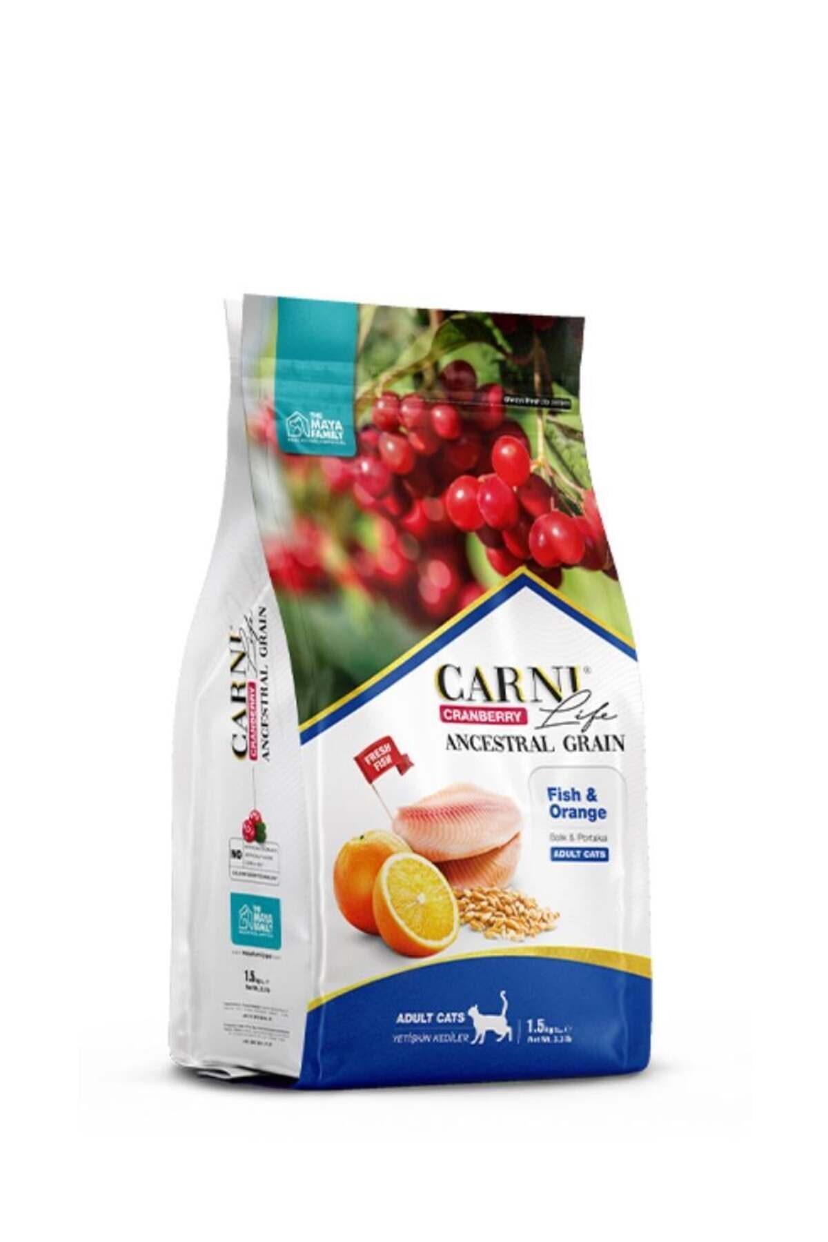 Carni Life Kızılcıklı, Balıklı & Portakallı Yetişkin Kedi Maması (1,5 KG)