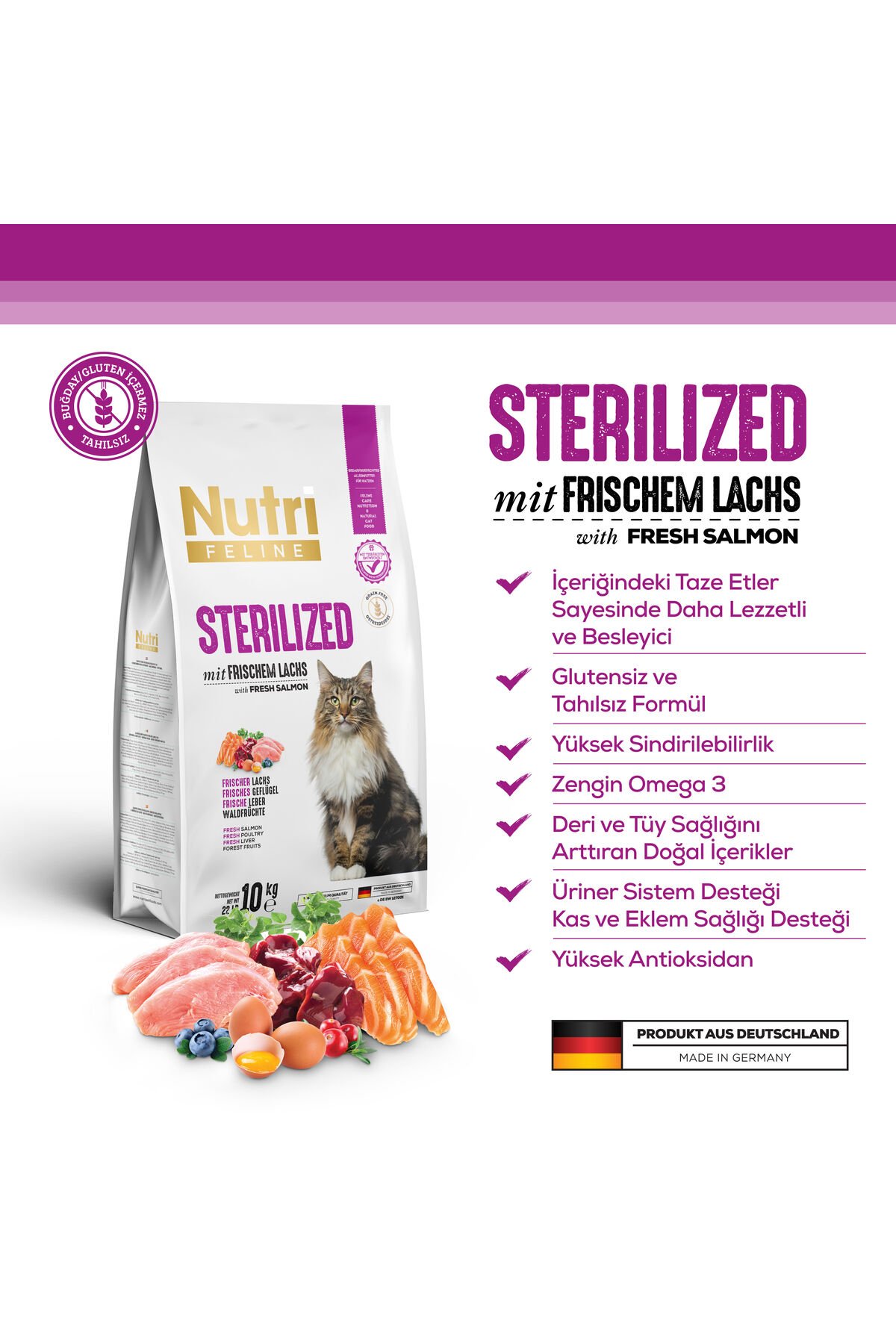 Nutri Sterilised /kısırlaştırılmış Tahılsız Somonlu Kedi Maması 10 Kg