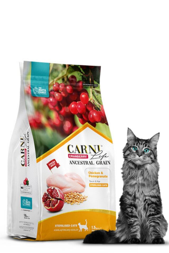 Cranberry Düşük Tahıllı Tavuk Ve Narlı Kısırlaştırılmış Kedi Maması (1,5kg)