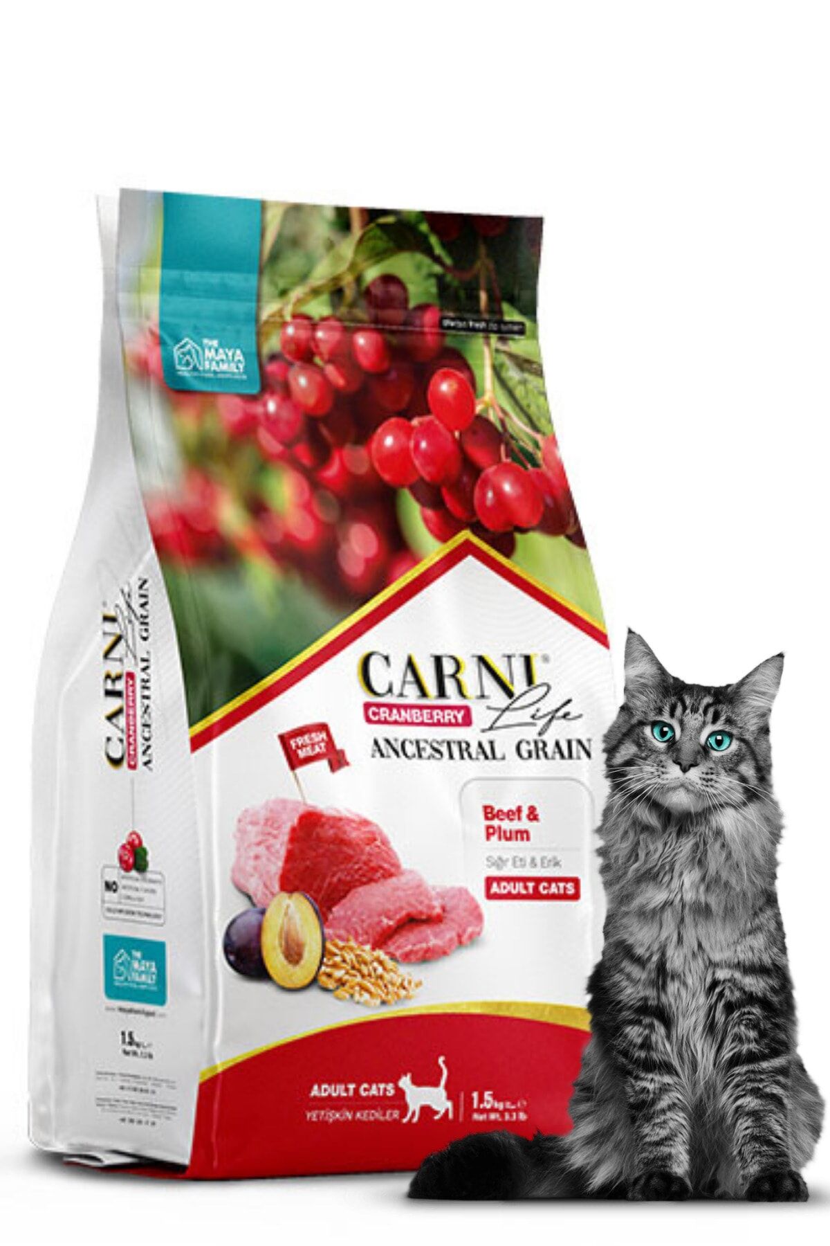 Cranberry Düşük Tahıllı Biftekli Ve Erikli Yetişkin(adult) Kedi Maması (1,5kg)
