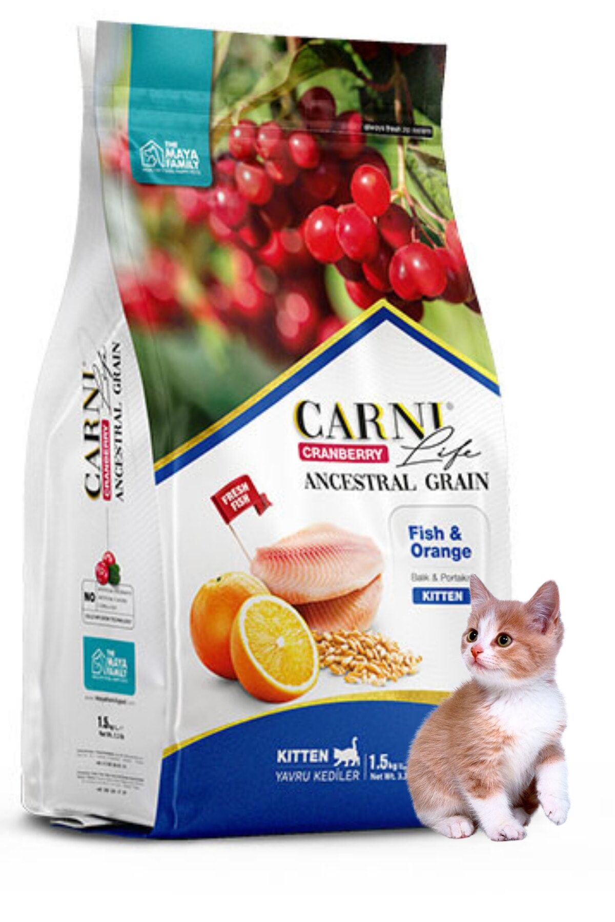 Cranberry Düşük Tahıllı Balık Ve Portakallı Yavru ( Kitten ) Kedi Maması ( 1,5kg)