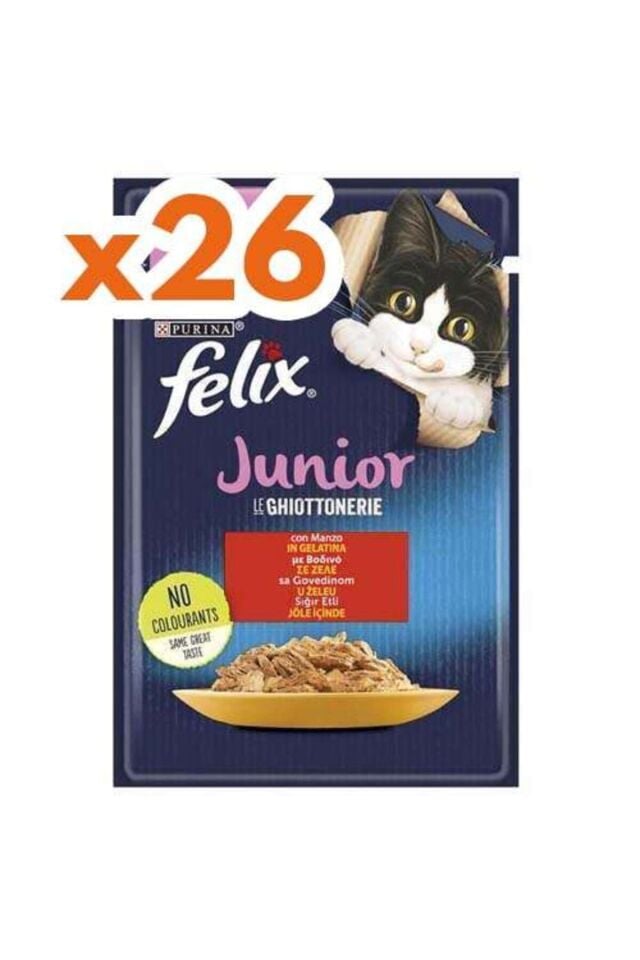 Purina Pouch Junior Sığır Etli Yavru Kedi Konservesi 26 Adet 85 gr