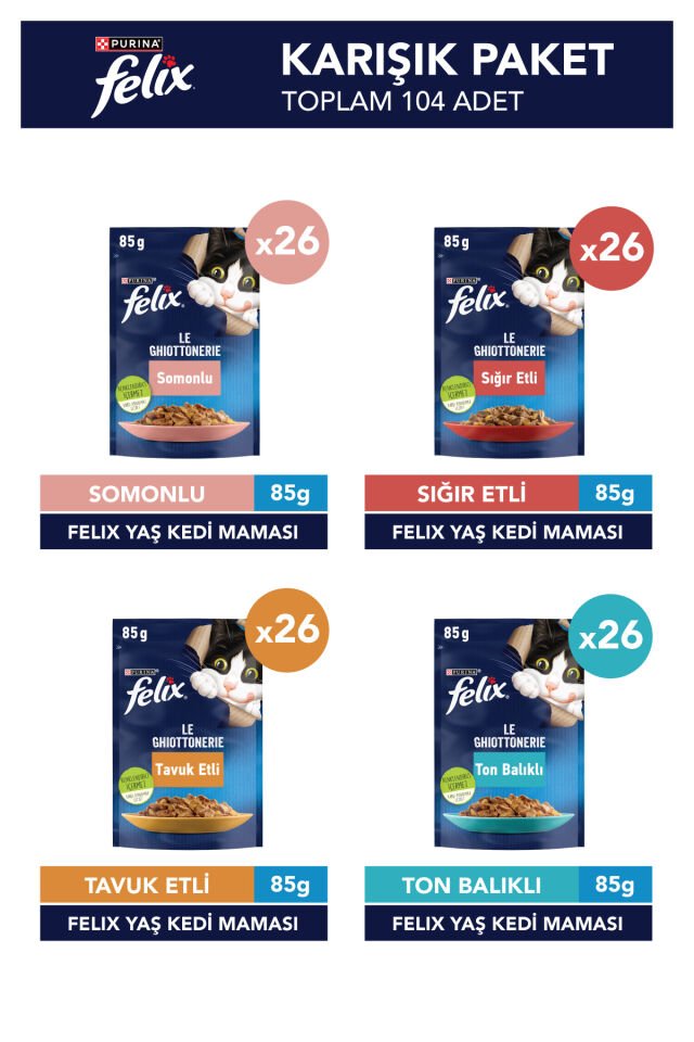 Karışık Yetişkin Yaş Kedi Maması 104 X 85 gr