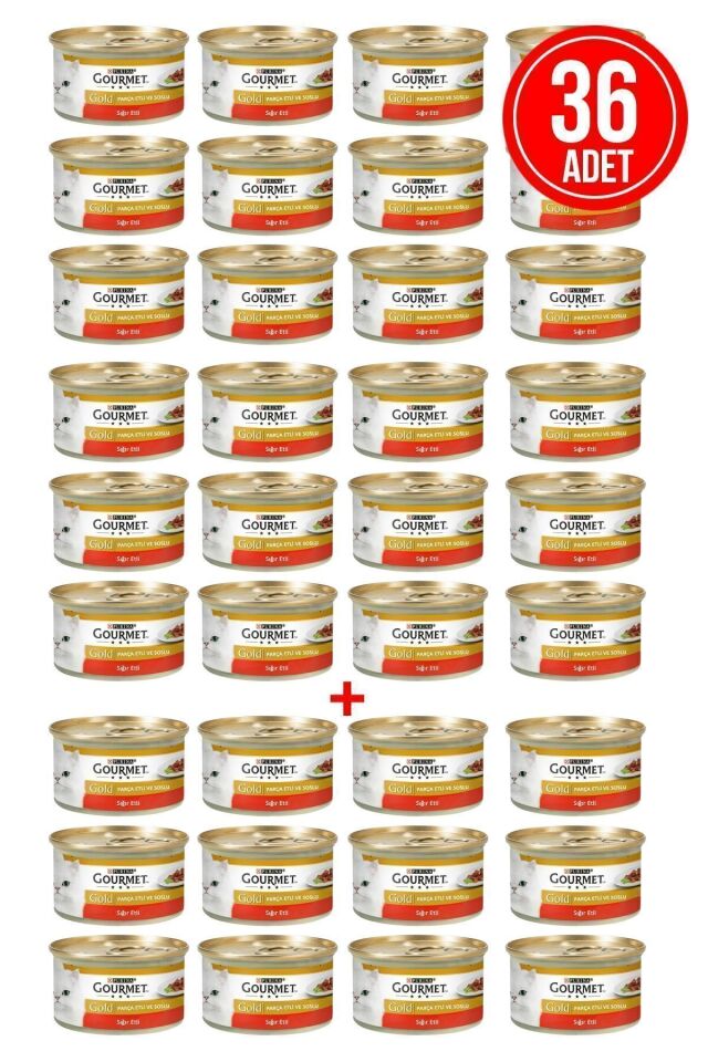 Purina Gold Sığır Etli Yetişkin Kıyılmış Kedi Konserve 36 x 85 G