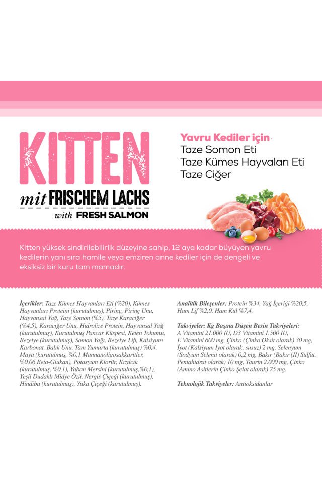 Kitten Taze Somonlu ve Glutensiz Yavru Kedi Maması 2 kg