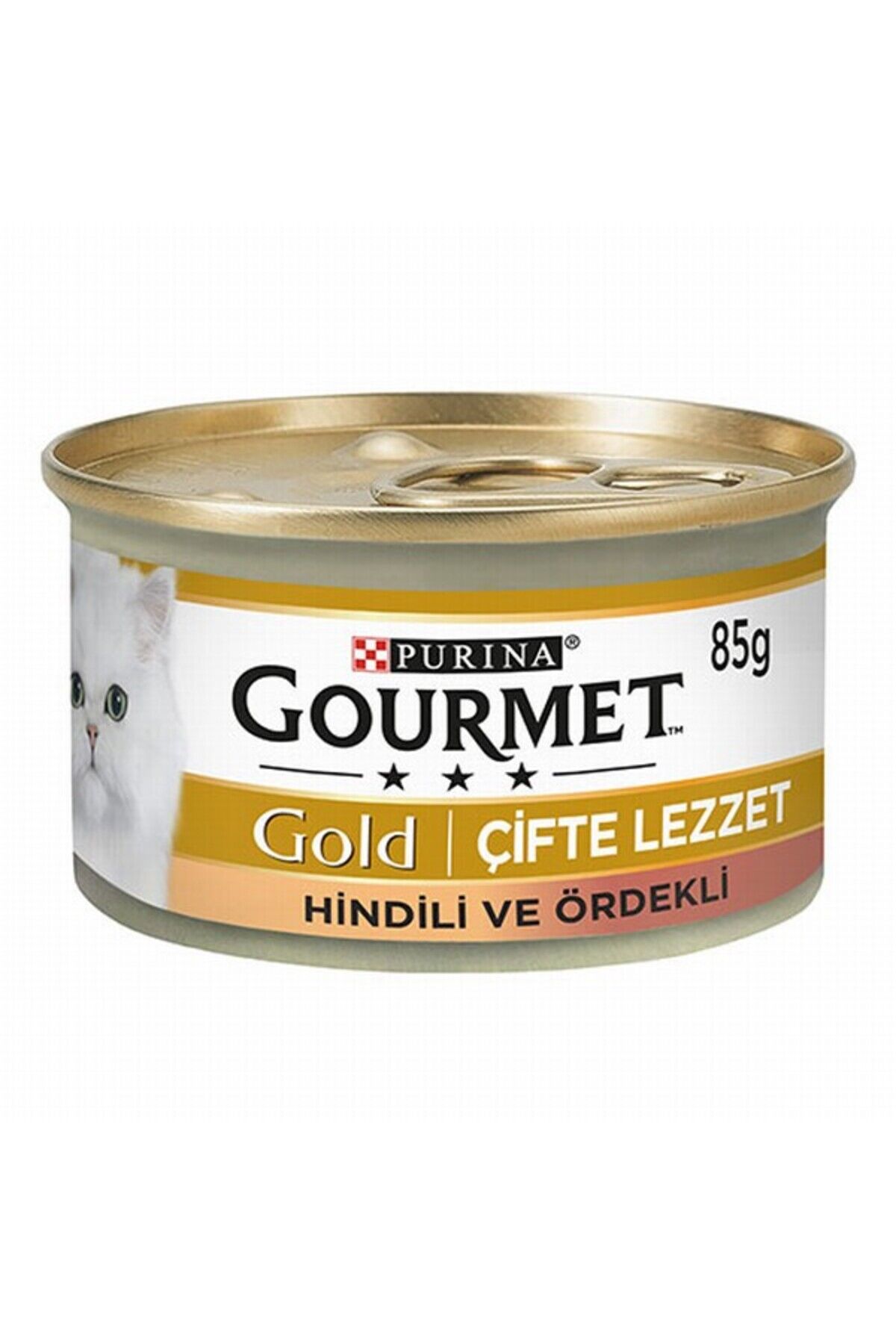 Gold Çifte Lezzet Parça Etli Hindili Ördekli Yetişkin Kedi Konservesi 24 Adet 85 gr