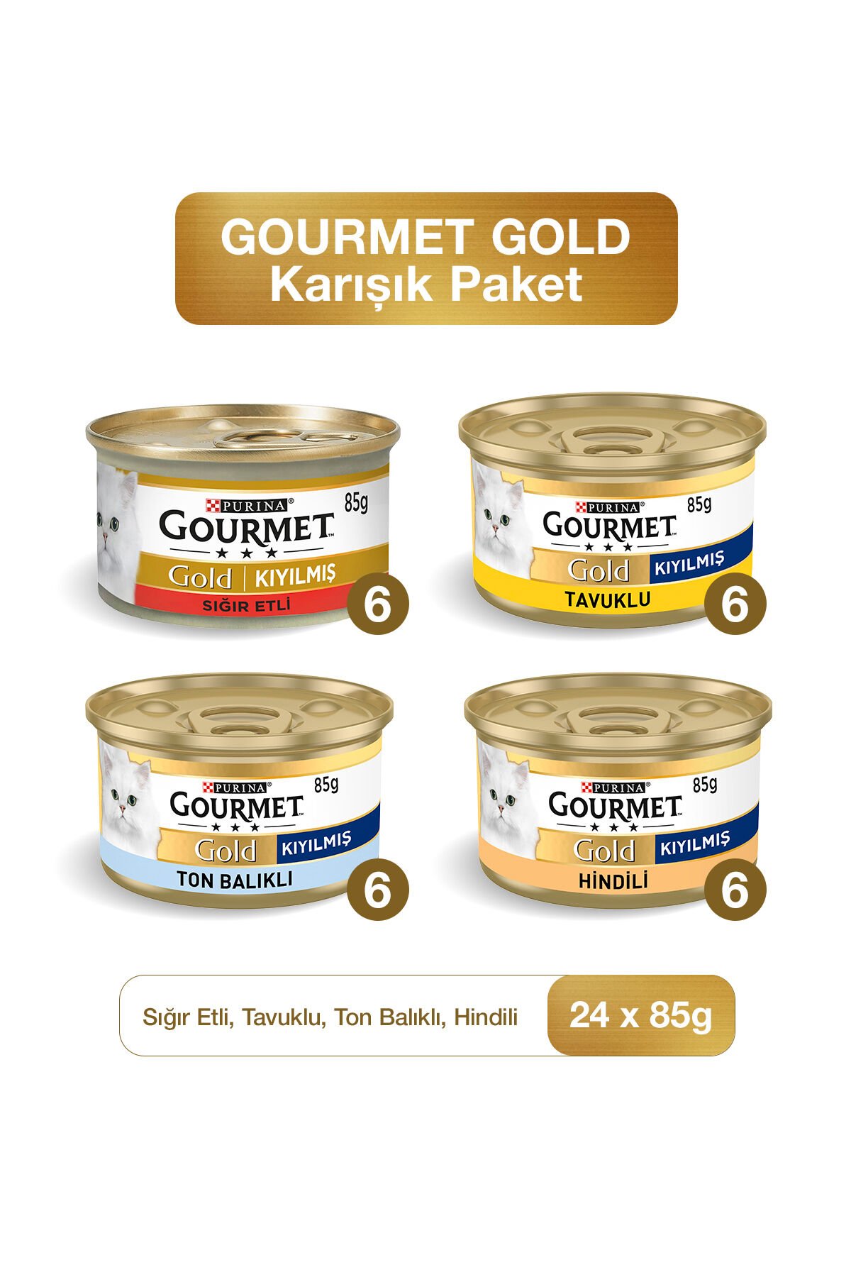 Purina Gold Karışık Kedi Konservesi 85 gr X 24 Adet