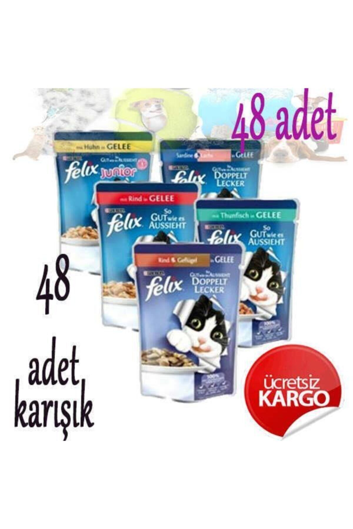 Karışık Yaş Yetişkin Kedi Maması Pouch 48 Adet
